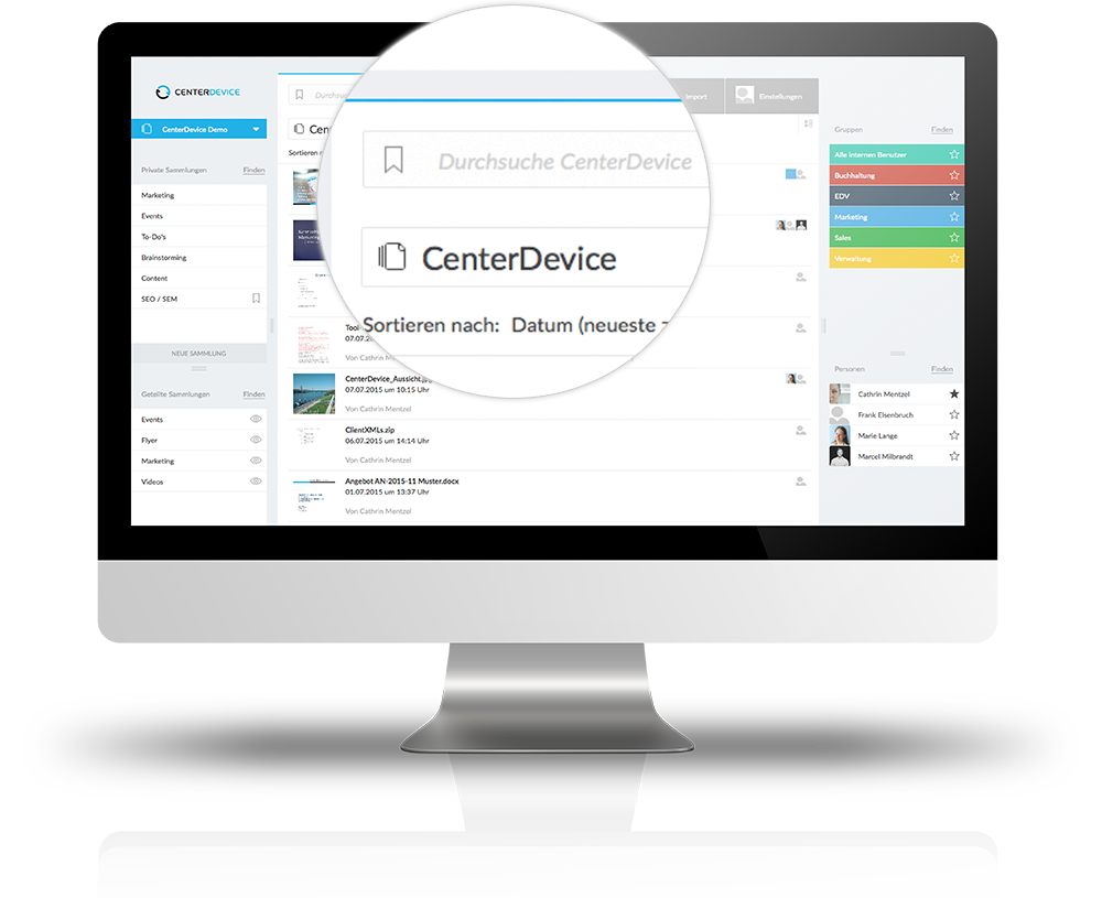 CenterDevice Dateiupload DMS Cloud Dropbox Alternative