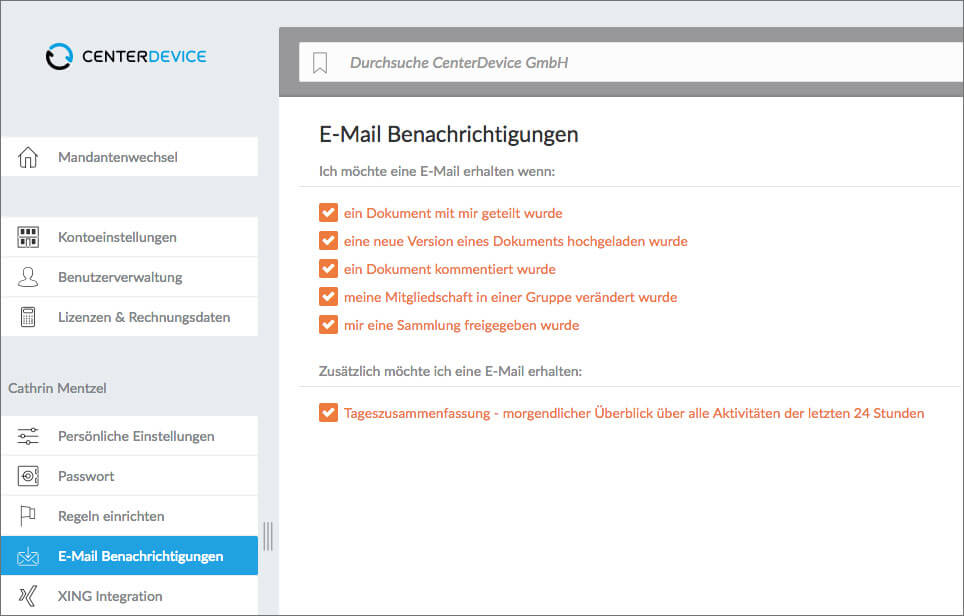 E-Mail-Benachrichtigungen