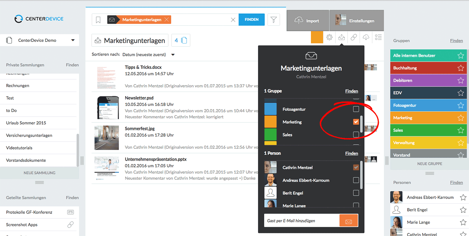 Dateien teilen mit Gruppen Dokumente freigeben und teilen