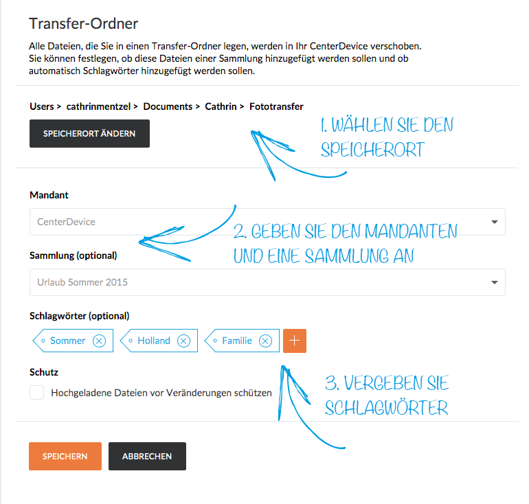 Transferordner in CenterDevice