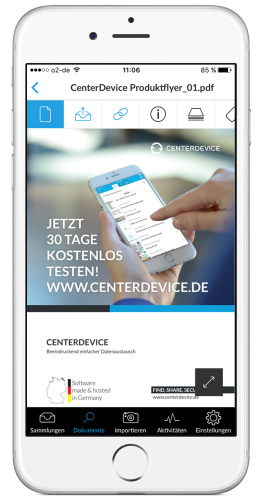 Auch unterwegs alle Dateien direkt dabei! Online Collaboration mit CenterDevice